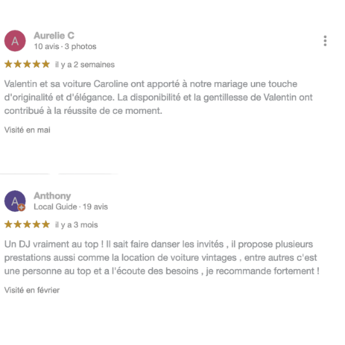 Témoignage client cinq étoiles sur les prestations de Rozowski Events pour un mariage réussi